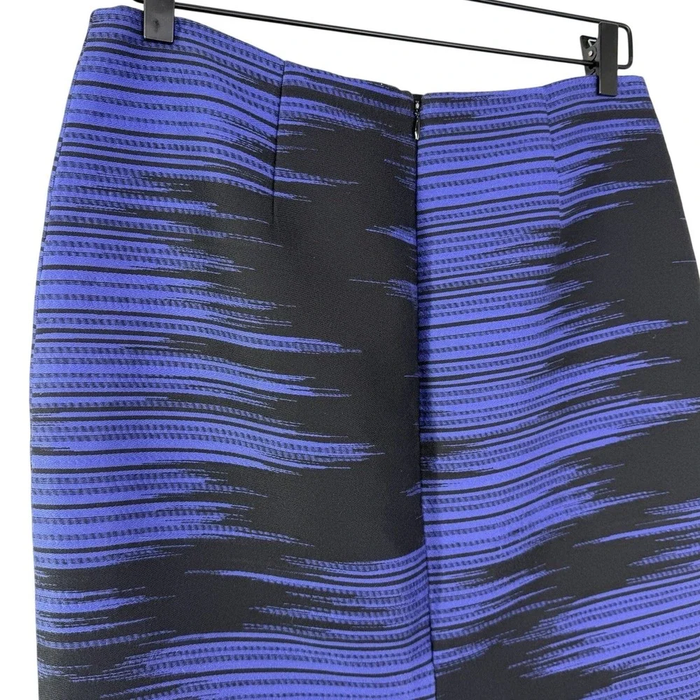Worth New York‎ Blue Black Textured Pencil Skirt Size 6 Made in USA Lined